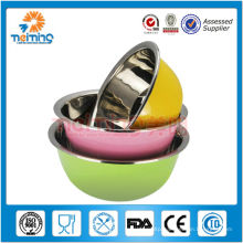 promotional colorful stainless steel storage bowl set,mixing basin set, dinner set